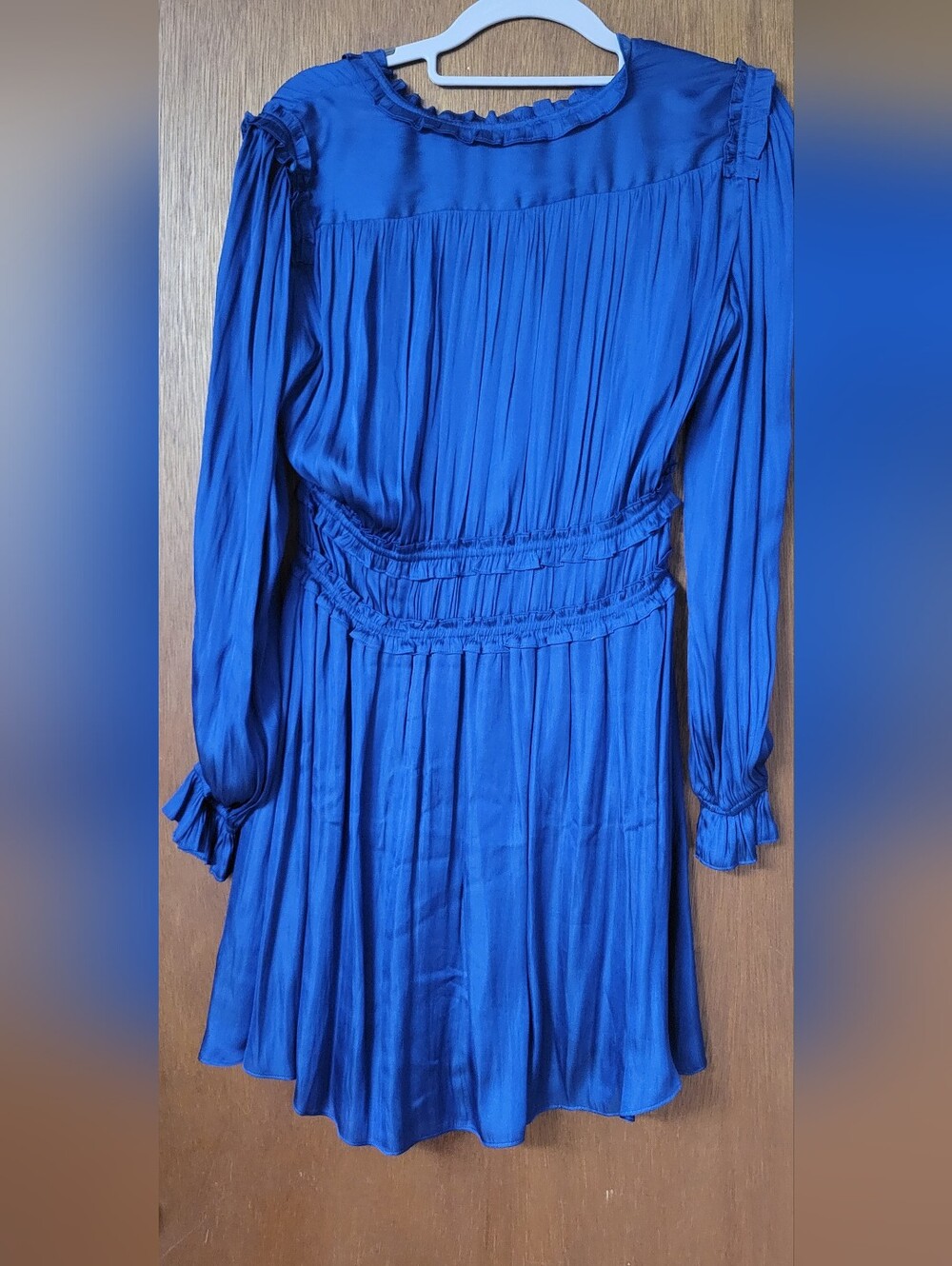 The Kooples Royal Blue Pleated Long-Sleeve Mini Dress - Picture 3 of 3